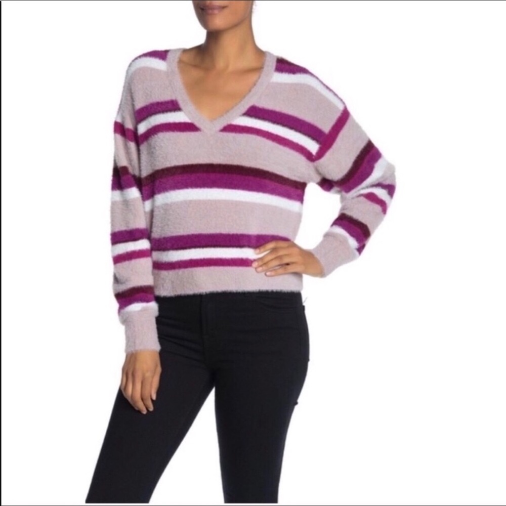 Splendid LilacV-Neck Eye Lash Knit Dolman Sleeve Sweater Large NWT